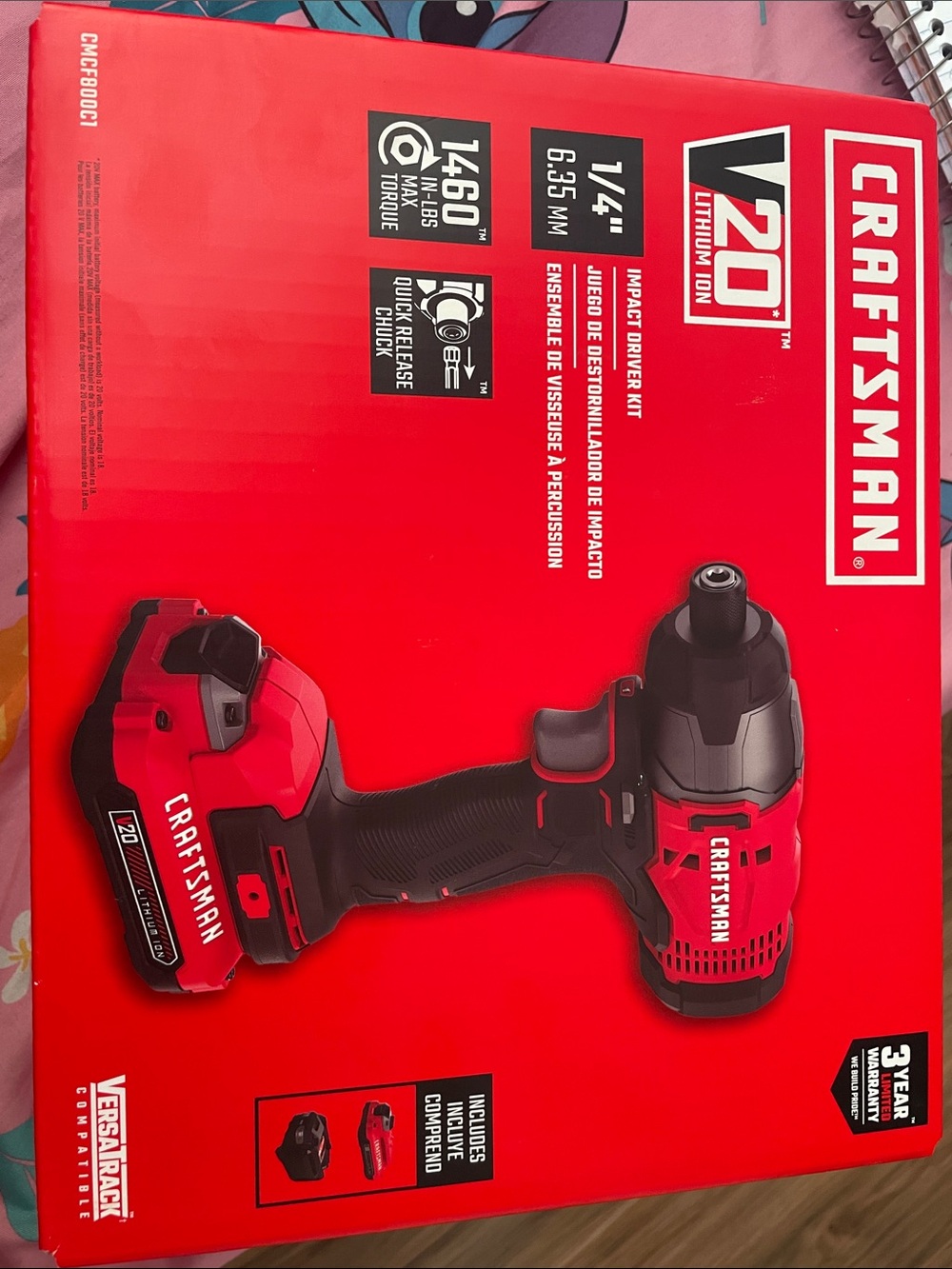 Craftsman V20 Red/Black 1/4" Impact Driver Kit